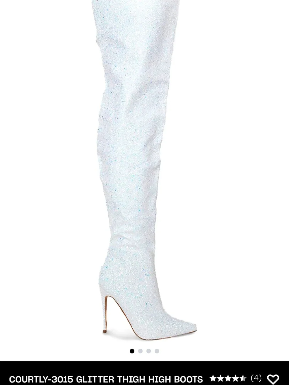 Pleaser White Glitter Over-the-Knee Stiletto Boots